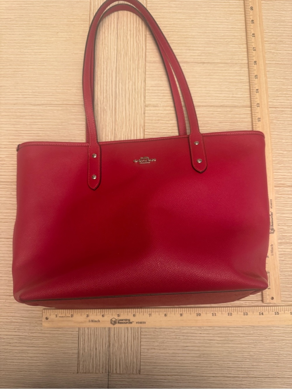 Vintage Coach Red Leather Tote - Sleek Everyday Shoulder Bag and matching wallet